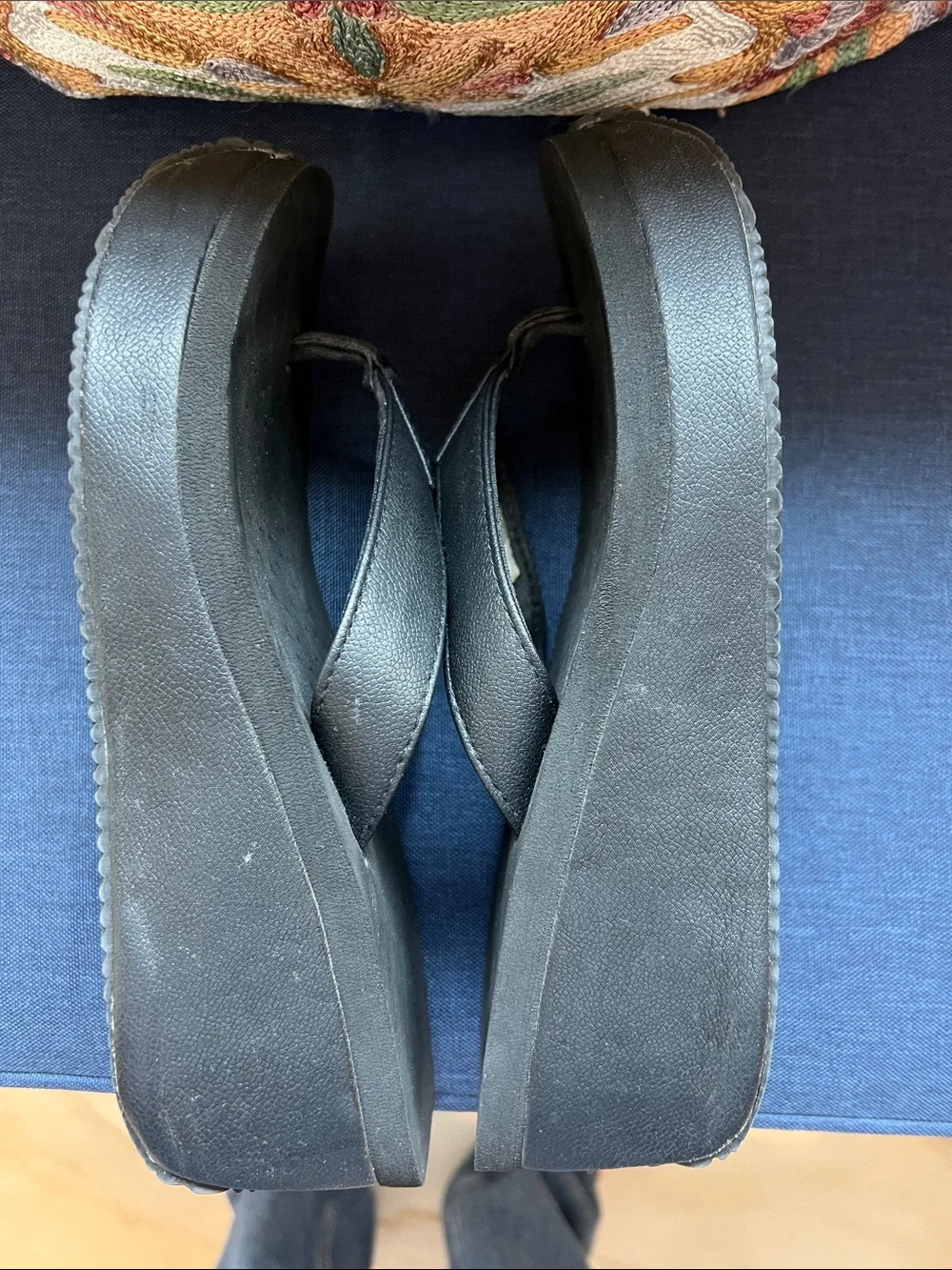 Volatile Black Perforated Foam Thong Sandals